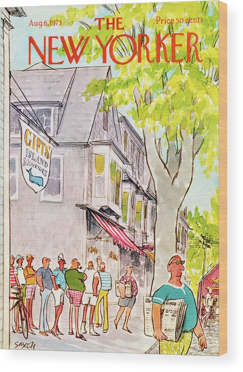 Vacation Wood Print featuring the painting New Yorker August 6th, 1973 by Charles Saxon