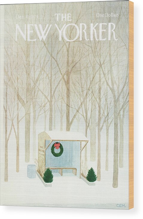 Rural Wood Print featuring the painting New Yorker December 10th, 1979 by Charles E Martin