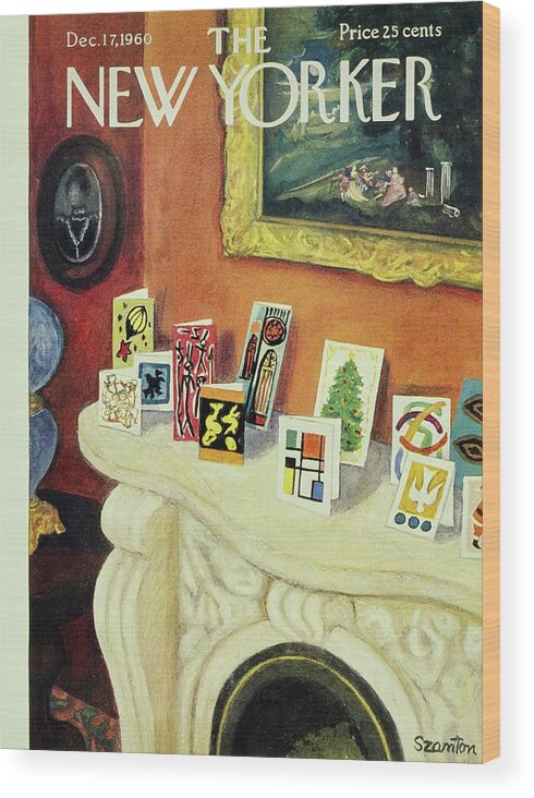 Illustration Wood Print featuring the painting New Yorker December 17th 1960 by Beatrice Szanton