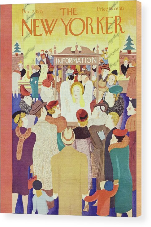 Holiday Wood Print featuring the painting New Yorker December 2 1939 by Ilonka Karasz