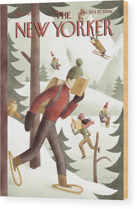120205 Gcl Greg Clarke Wood Print featuring the painting Winter Page-Turners by Greg Clarke