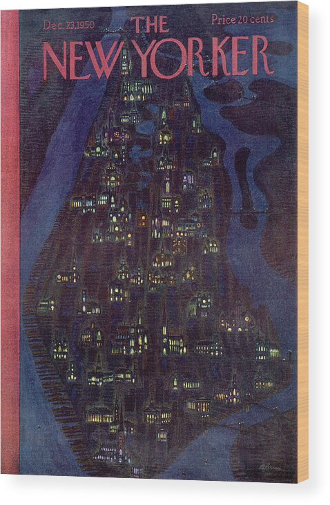 Urban Wood Print featuring the painting New Yorker December 23, 1950 by Alain