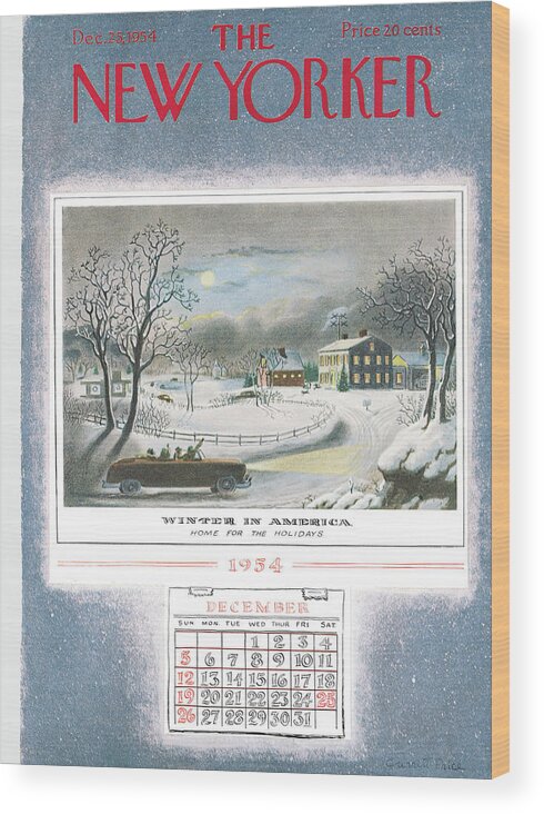 Christmas Wood Print featuring the painting New Yorker December 25th, 1954 by Garrett Price