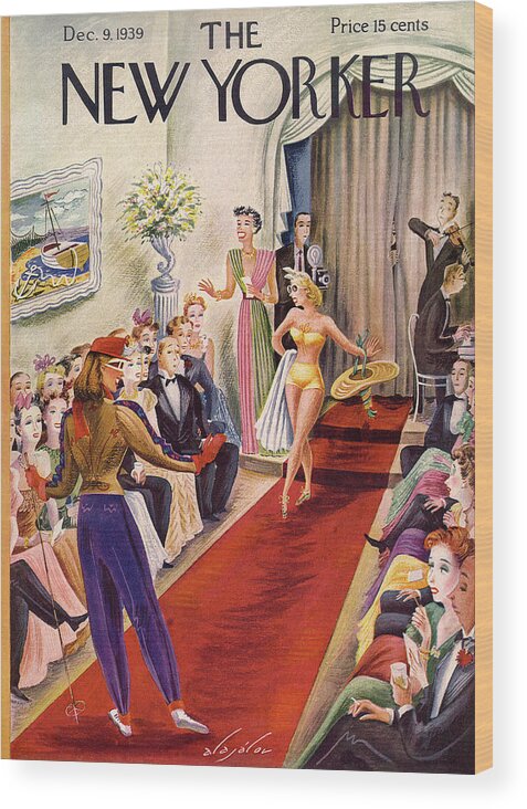 Fashion Wood Print featuring the painting New Yorker December 9, 1939 by Constantin Alajalov