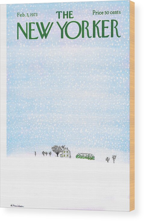 Snow Wood Print featuring the painting New Yorker February 3rd, 1973 by Raymond Davidson
