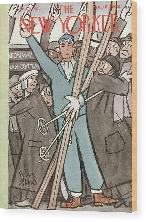 Subway Wood Print featuring the painting New Yorker February 5, 1938 by Peter Arno