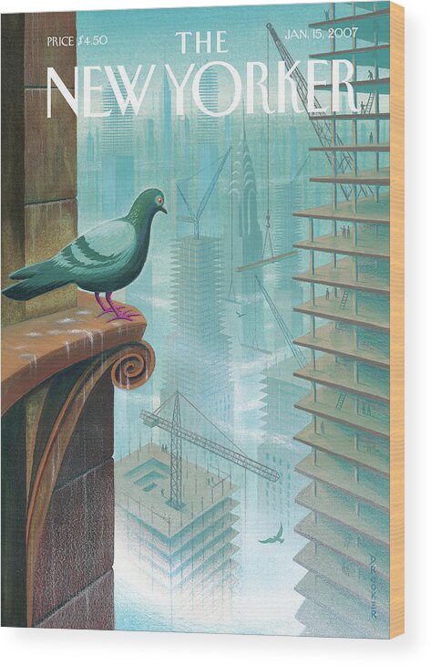 123555 Wood Print featuring the painting Bird's-Eye View by Eric Drooker