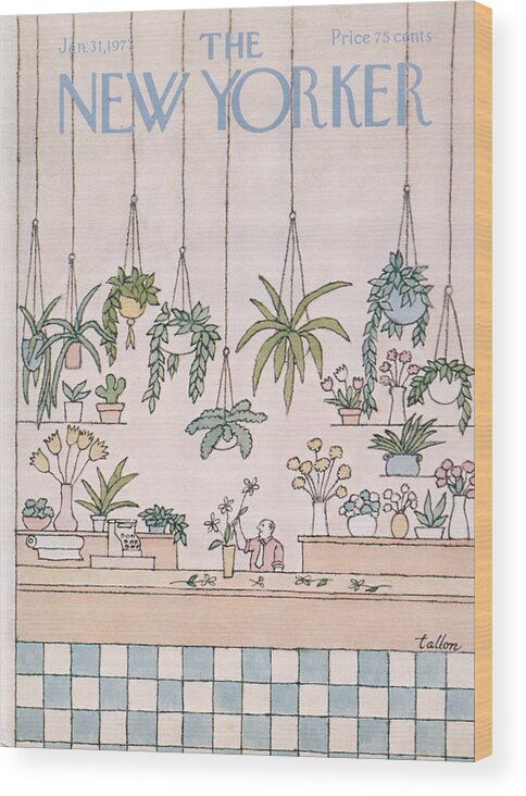 Greenhouse Wood Print featuring the painting New Yorker January 31st, 1977 by Robert Tallon
