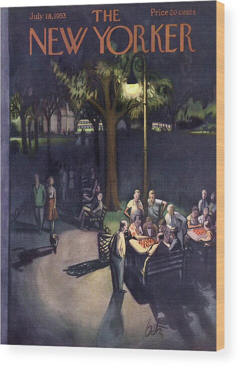 Urban Wood Print featuring the painting New Yorker July 18th, 1953 by Arthur Getz