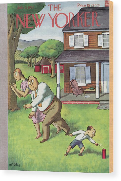 Children Wood Print featuring the painting New Yorker July 3, 1937 by William Steig