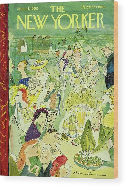 Illustration Wood Print featuring the painting New Yorker June 11th 1960 by Ludwig Bemelmans