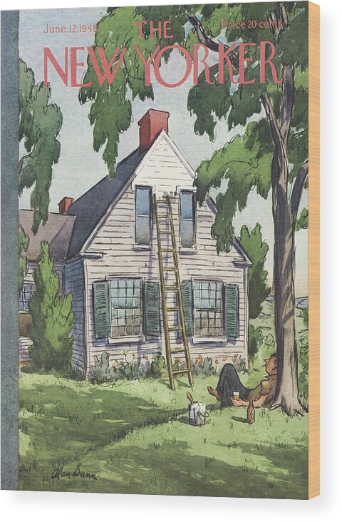 Suburb Wood Print featuring the painting New Yorker June 12th, 1948 by Alan Dunn