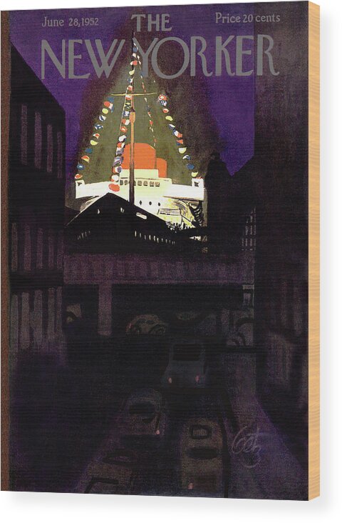 Urban Wood Print featuring the painting New Yorker June 28th, 1952 by Arthur Getz