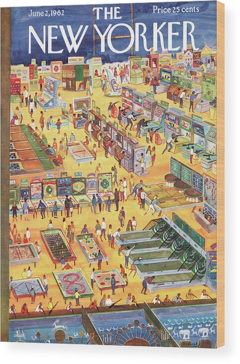 Carnival Wood Print featuring the painting New Yorker June 2nd, 1962 by Anatol Kovarsky