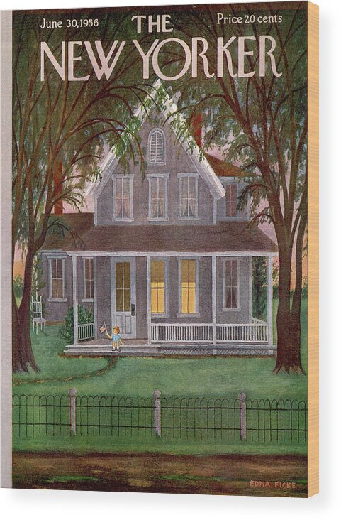 Suburb Wood Print featuring the painting New Yorker June 30th, 1956 by Edna Eicke