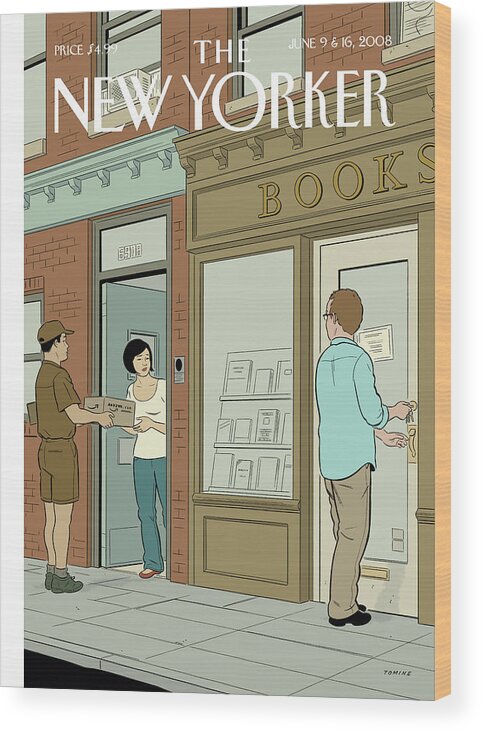 Books Wood Print featuring the painting Book Lovers by Adrian Tomine