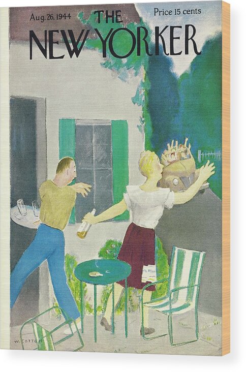 Party Wood Print featuring the painting New Yorker August 26, 1944 by William Cotton