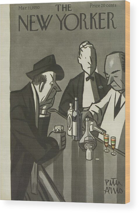 Drinking Wood Print featuring the painting New Yorker March 11th, 1950 by Peter Arno