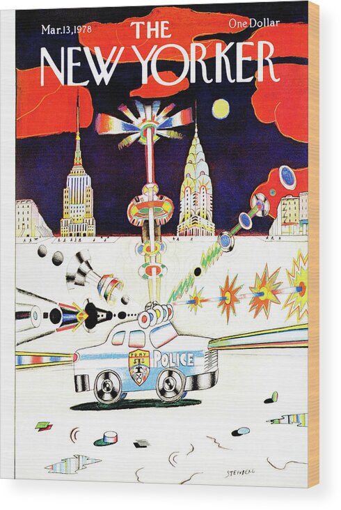 Saul Steinberg 50413 Steinbergattny  Wood Print featuring the painting New Yorker March 13th, 1978 by Saul Steinberg