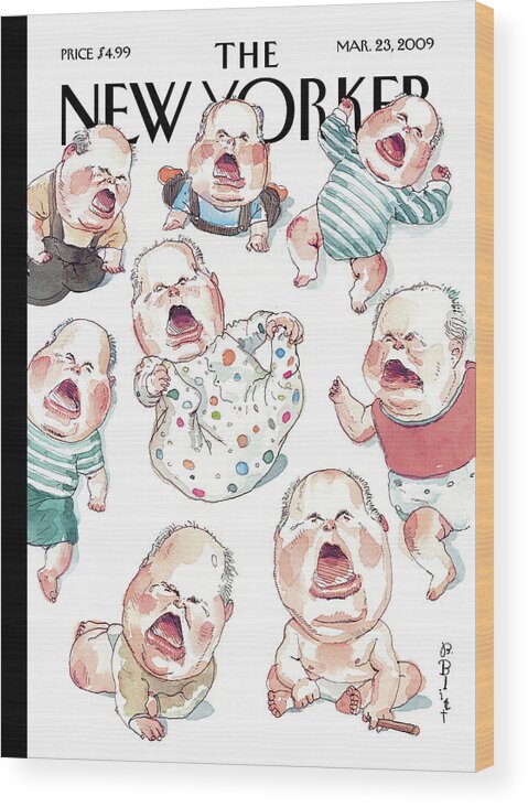 Baby Wood Print featuring the painting OctoRush by Barry Blitt