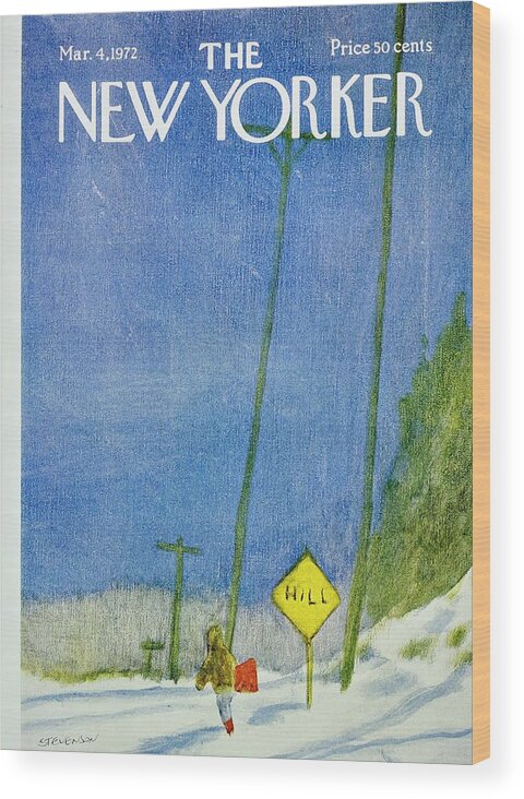 Illustration Wood Print featuring the painting New Yorker March 4th 1972 by James Stevenson