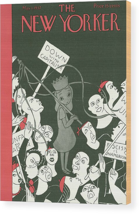 Down With Capitalism Wood Print featuring the painting New Yorker May 1, 1937 by Christina Malman