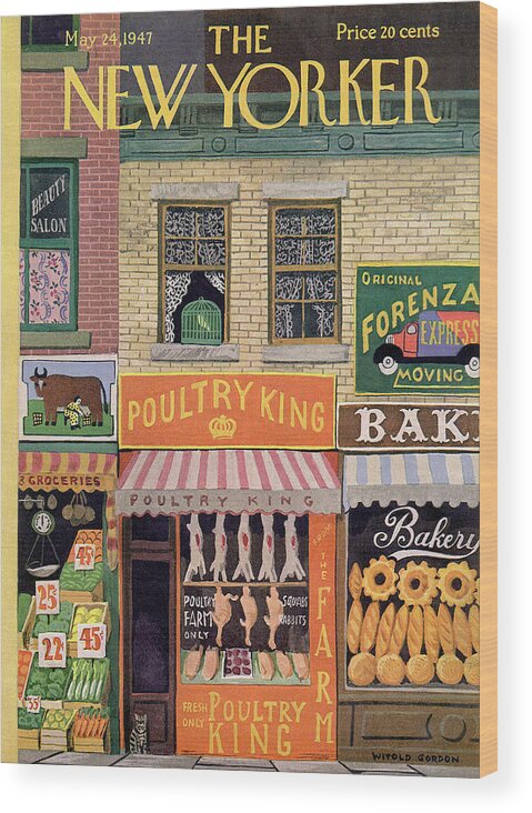 Poultry Wood Print featuring the painting New Yorker May 24th, 1947 by Witold Gordon