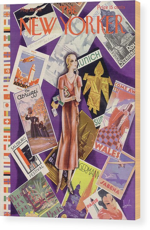 Travel Wood Print featuring the painting New Yorker May 28th, 1932 by Constantin Alajalov