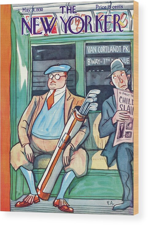 Golf Wood Print featuring the painting New Yorker May 31st, 1930 by Peter Arno