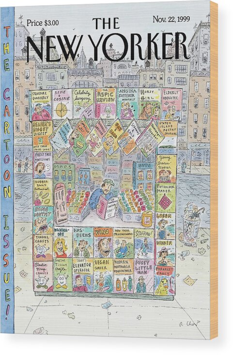 Cartoon Issue Wood Print featuring the painting New Yorker November 22nd, 1999 by Roz Chast