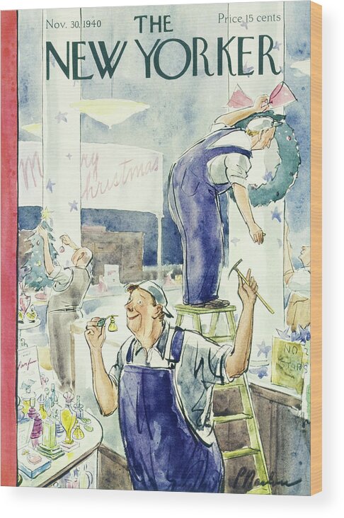 Store Wood Print featuring the painting New Yorker November 30 1940 by Perry Barlow