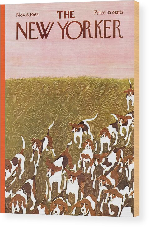 Hound Wood Print featuring the painting New Yorker November 6th, 1965 by Ilonka Karasz