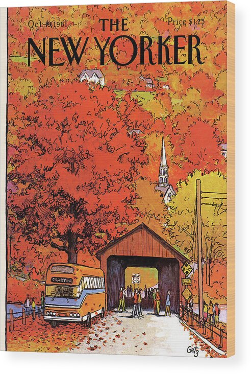 Season Wood Print featuring the painting New Yorker October 19th, 1981 by Arthur Getz