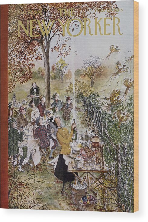 Animals Wood Print featuring the painting New Yorker October 20th, 1962 by Mary Petty