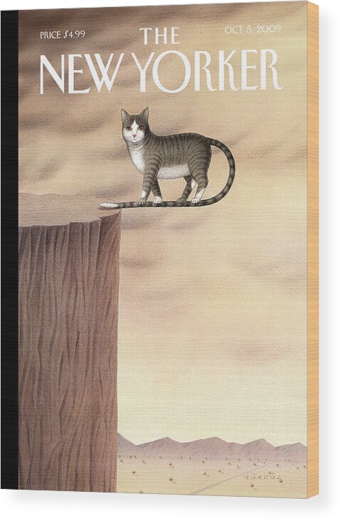 Animals Wood Print featuring the painting On The Edge by Gurbuz Dogan Eksioglu