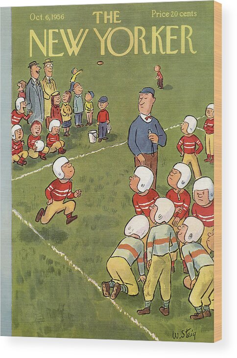Sports Wood Print featuring the painting New Yorker October 6th, 1956 by William Steig