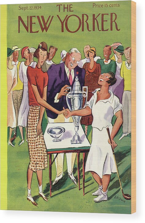 Golf Wood Print featuring the painting New Yorker September 22, 1934 by Harry Brown