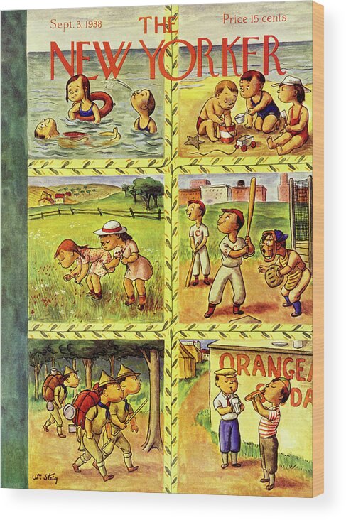 Children Wood Print featuring the painting New Yorker September 3 1938 by William Steig
