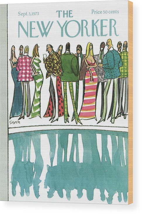 Party Wood Print featuring the painting New Yorker September 3rd, 1973 by Charles Saxon