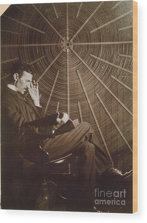 1895 Wood Print featuring the photograph Nikola Tesla by Granger