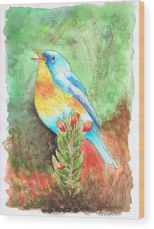 Nature Wood Print featuring the painting Northern Parula by Carlos G Groppa