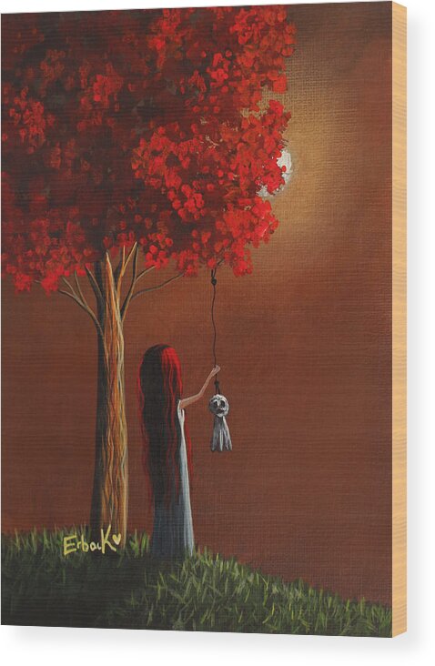 Goth Wood Print featuring the painting Now She Won't Be Alone 3 Original Artwork by Moonlight Art Parlour