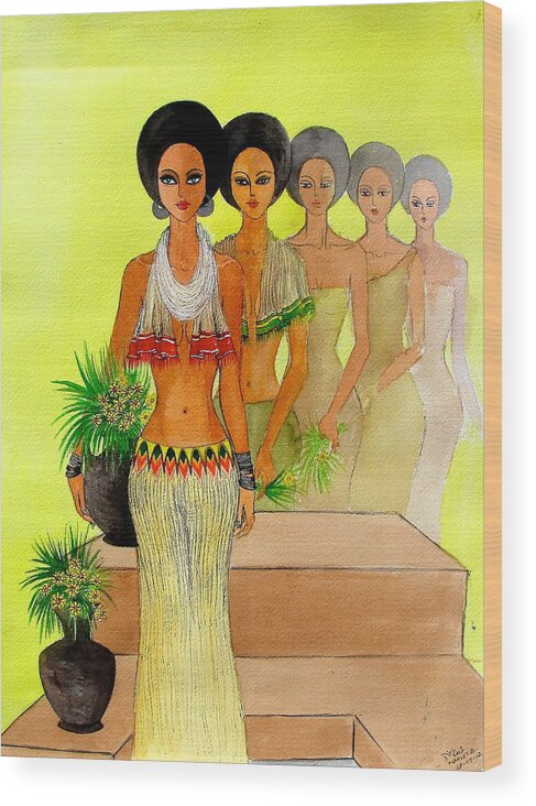 African Paintings Wood Print featuring the painting One Beauty by Mahlet