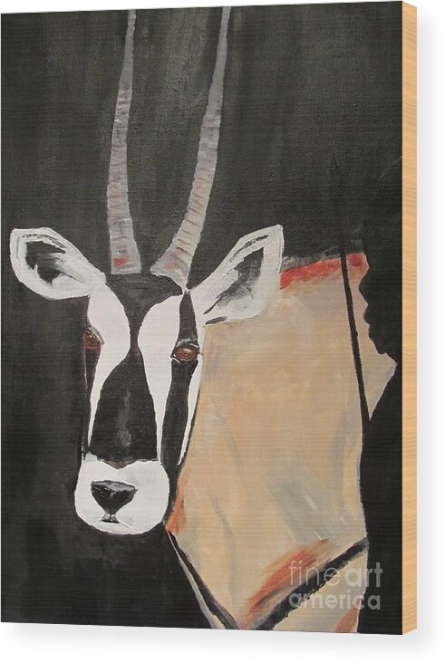 African Oryx Wood Print featuring the painting Oryx by Susan Voidets
