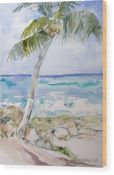 Trees Wood Print featuring the painting Palm tree study 2 by Mafalda Cento