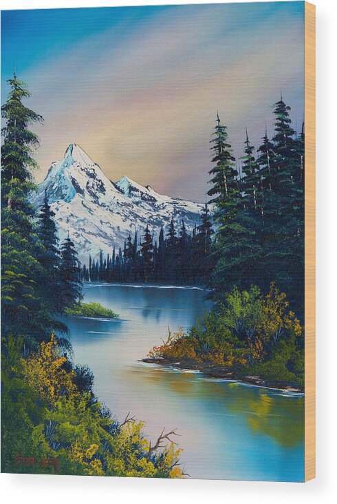 Landscape Wood Print featuring the painting Tranquil Reflections by Chris Steele