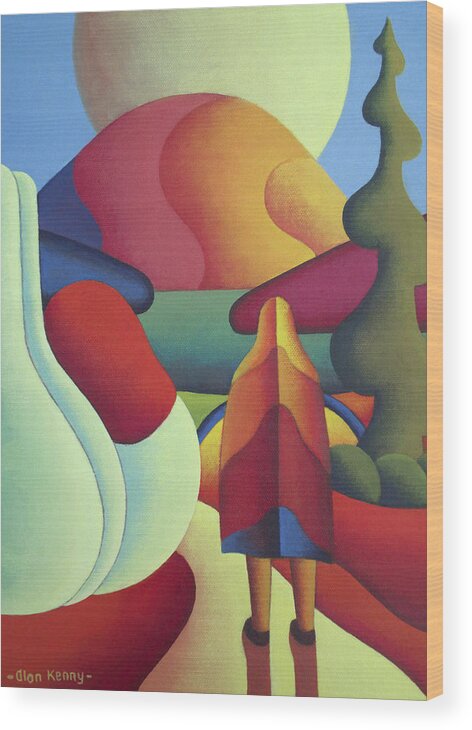 Alankenny Wood Print featuring the painting Pilgrimage To The Sacred Mountain 3 by Alan Kenny