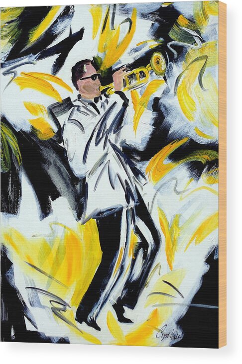 Musical Painting Wood Print featuring the painting Play It Loud by Cynthia Hudson