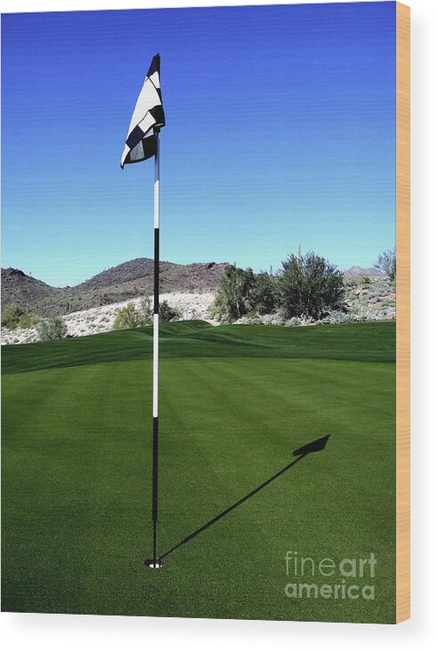 Activity Wood Print featuring the photograph Putting Green and Flag on Golf Course by Bryan Mullennix