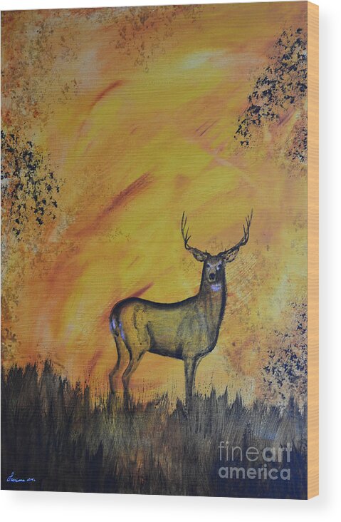 Buck Wood Print featuring the painting Quiet Time3 by Laurianna Taylor